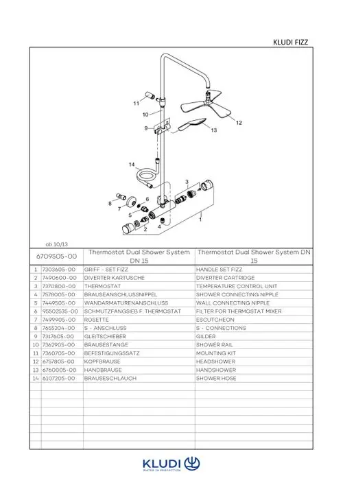 KLUDI FIZZ Thermostat Dual Shower System chrom, 6709505-00, Artikel in Kategorie